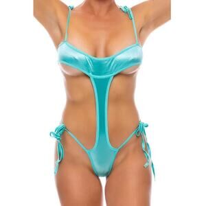 🦋B2G1🦋BODYZONE Shoulder & Side Tie Bodysuit BABY BLUE | ONE SIZE | Dance Wear
